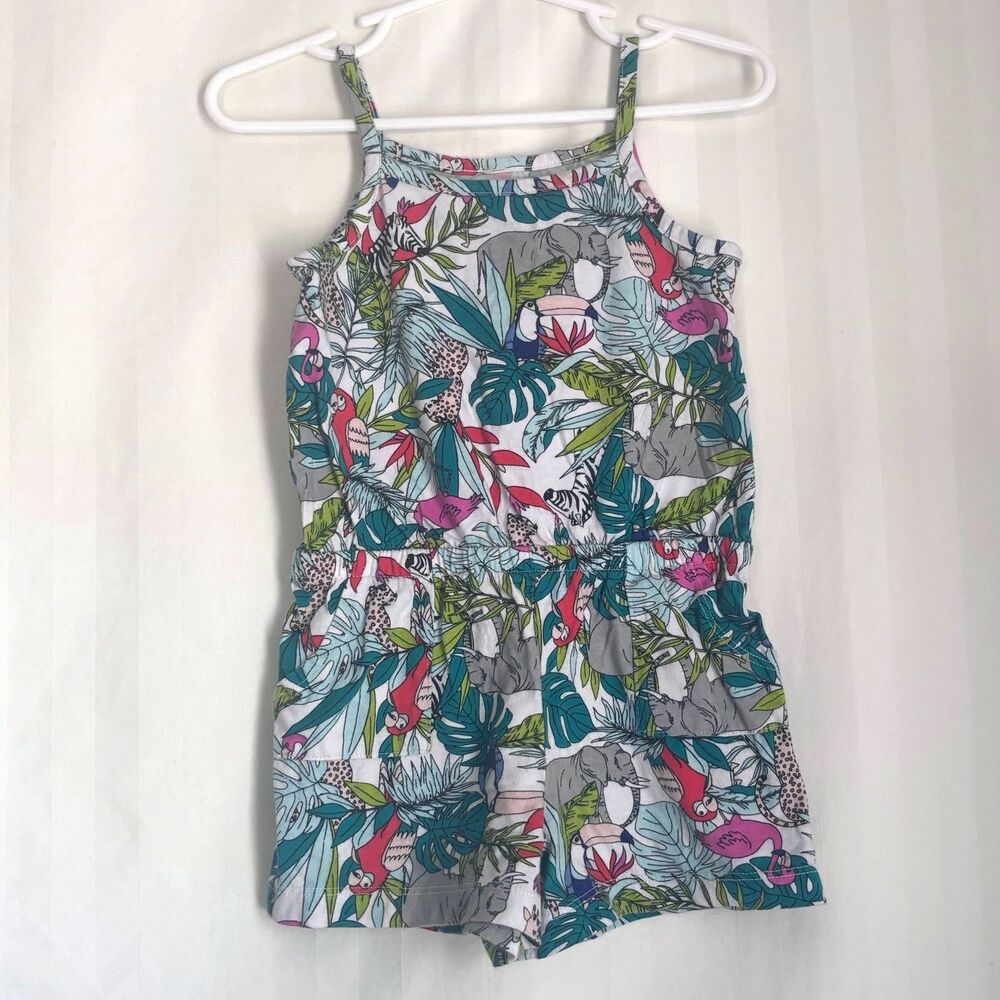 Wonder Nation Toddler Girls Sleeveless Jungle Animal Print Romper Shorts 2T